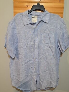 Thom Aaron 100% Linen Button Down Shirt Chest Pocket Size L Like New